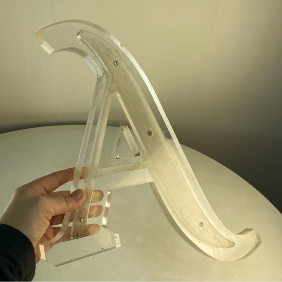 15" Vintage Reclaimed Salvage Sign Letter "A" Initial Clear Acrylic Plastic - Picture 8 of 11